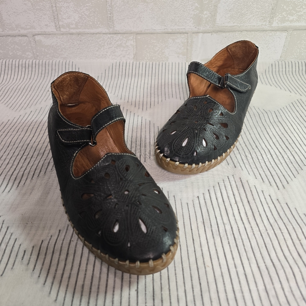 Spring Step Women's Amairani Mary Jane Shoe Black Leather Comfort EU 42 US 10.5